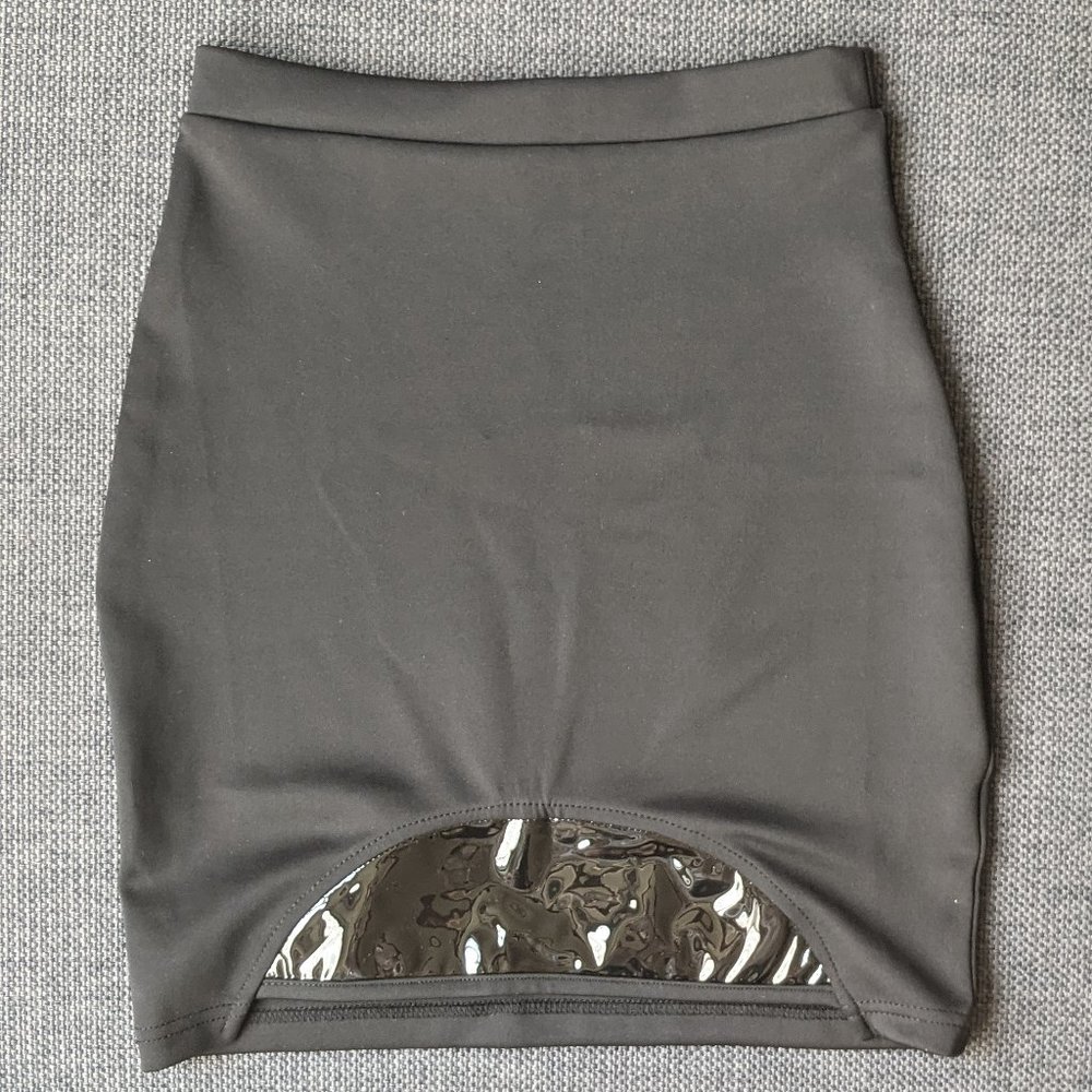 *3/$30* Black Bodycon Mini Skirt with Clear Panel